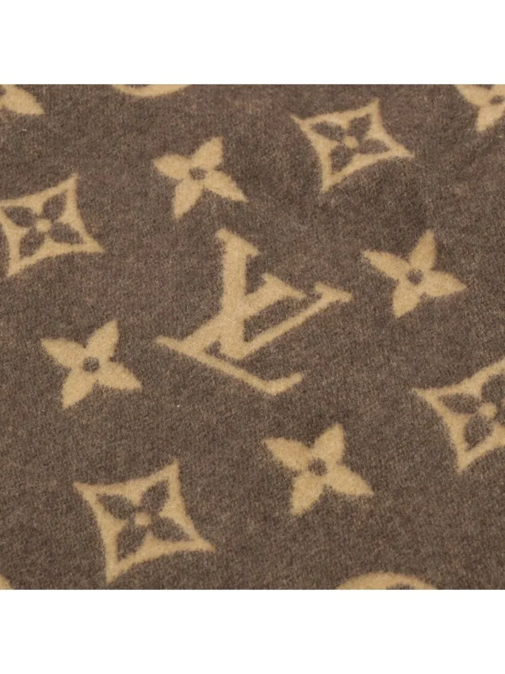 Louis Vuitton Plaid Neo Monogram Blanket Wool Cashmere Brown Beige